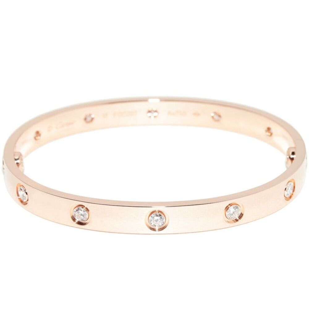 Cartier Love Bracelet Au750 Diamond Bracelet Size 17